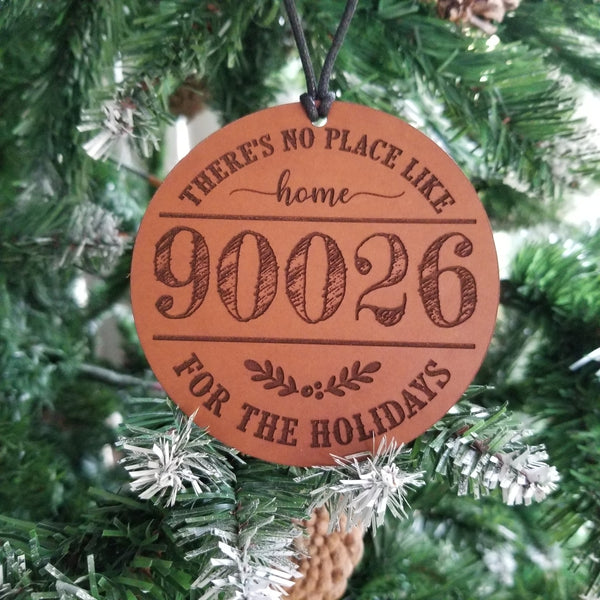 Zip Code Personalized Leather Ornament