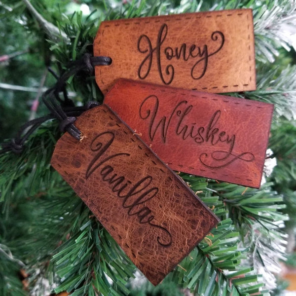 Personalized Rustic Leather Christmas Tags